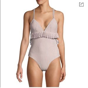 Avec Les Filles Striped Swim One Piece